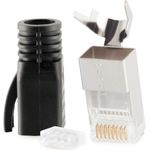 S/CONN maximum connectivity Netzwerk Modular Stecker RJ45 SET für Verlegekabel bis AWG 23, Stecker mit Zugentlastung, Einführhilfe und Tülle, schwarz VE 1 (72067-S)
