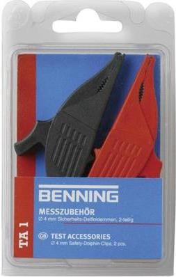 Benning Sicherheits-Abgreifklemmen-Set Steckanschluss 4 mm CAT III 1000 V Rot, Schwarz BENNING TA 1 (044124)