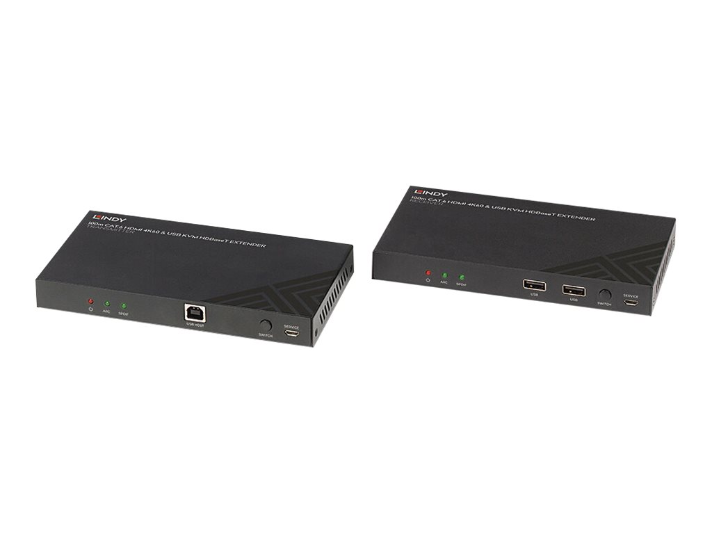 Lindy KVM-Extender 38343 100m HDBaseT HDMI 4K@60Hz Cat.6 IR & RS-232 Schwarz