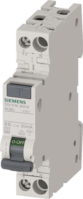Siemens FI/LS-Schalter 1TE 1P+N 6kA Typ F 30mA B10 - Leitungsschutzschalter (5SV13163KK10)