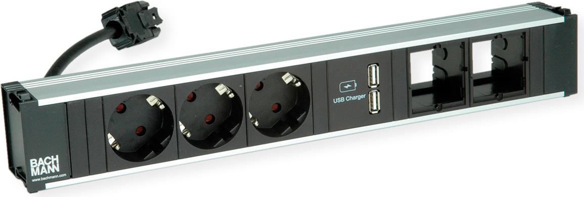 Bachmann CONI Steckdosenleiste 3xSchutzkontaktdosen 1xUSB Charger 2xCustom 0,2 m (912.0189)