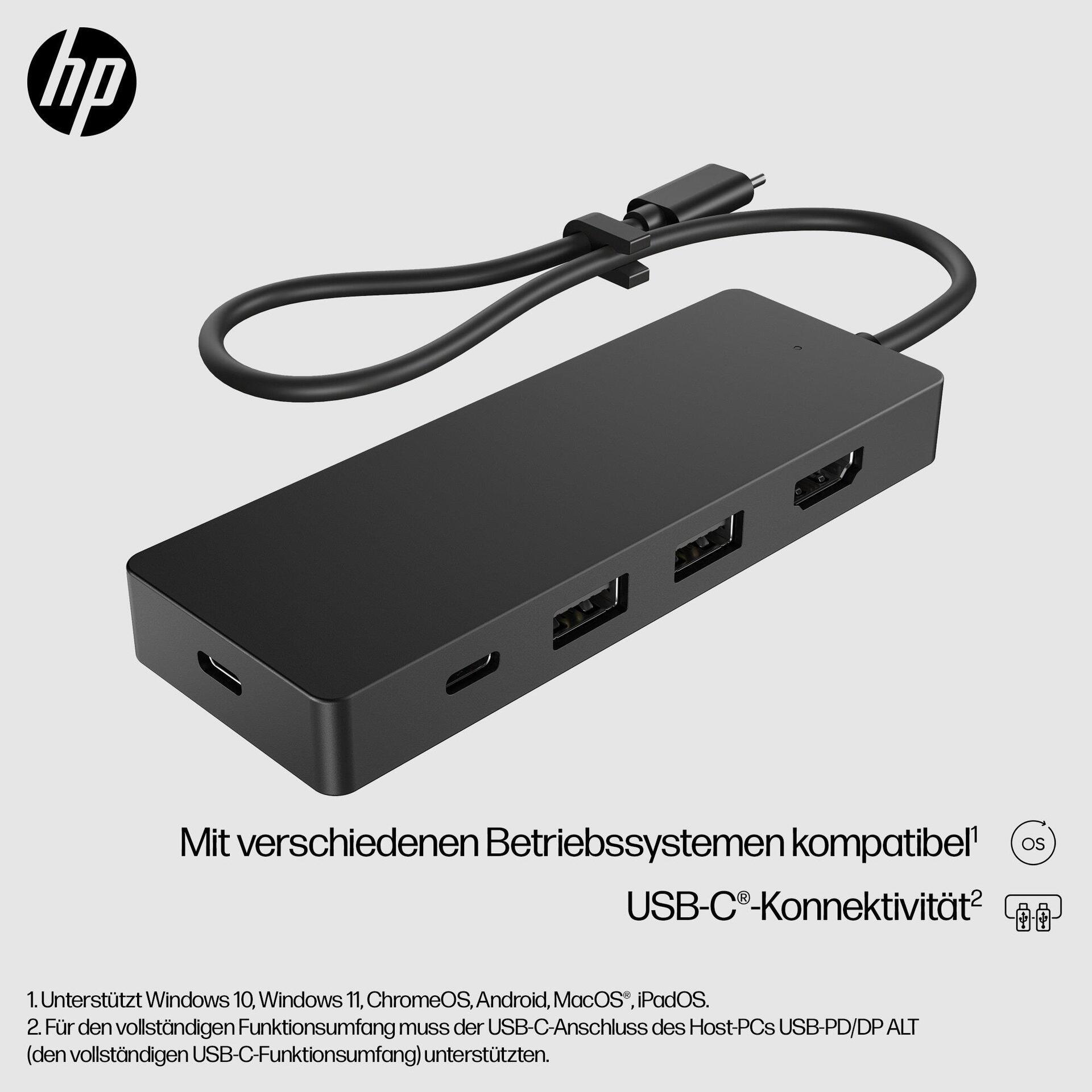 HP USB-C Travel Hub G3 Dockingstation USB-C HDMI Schwarz