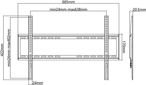 Goobay Basic TV-Wandhalterung Basic FIXED (L), Schwarz - für Fernseher von 94,00cm (37") bis 177,80cm (70") (94-178 cm) bis 35kg (49732)