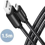 AXAGON BUMM-AM15AB Kabel Micro-USB auf USB-A 2.0, schwarz - 1,5m (BUMM-AM15AB)