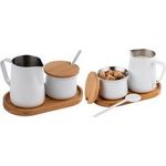 APS Milch-/ Zucker-Set MILURO, Edelstahl weiß, 5-teilig aus Akazienholz/Edelstahl weiß, Set bestehend aus: - 1 Stück (631)