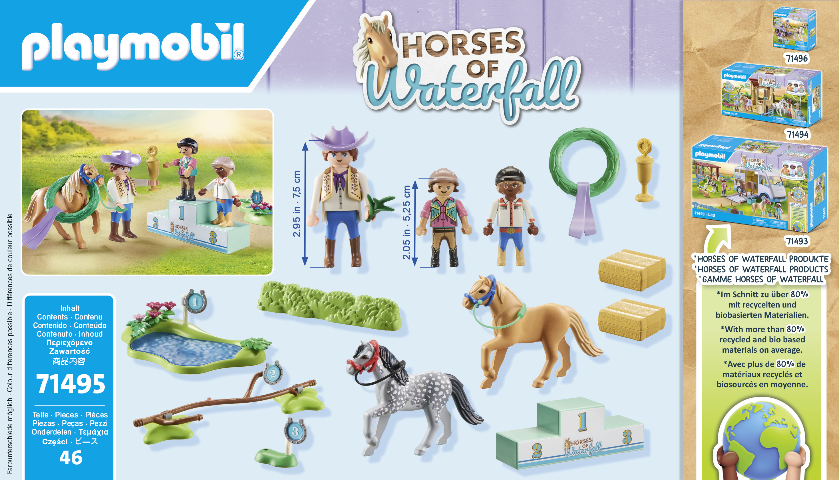 Playmobil Horses of Waterfall Ponyturnier Spielzeug-Set 46 Teile Mehrfarbig