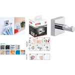 tesa Handtuchhaken EKKRO, verchromt, inkl. Klebelösung hochglanzverchromter Edelstahl, rostfrei, eckige Wandplatte, - 1 Stück (40235-00000-00)