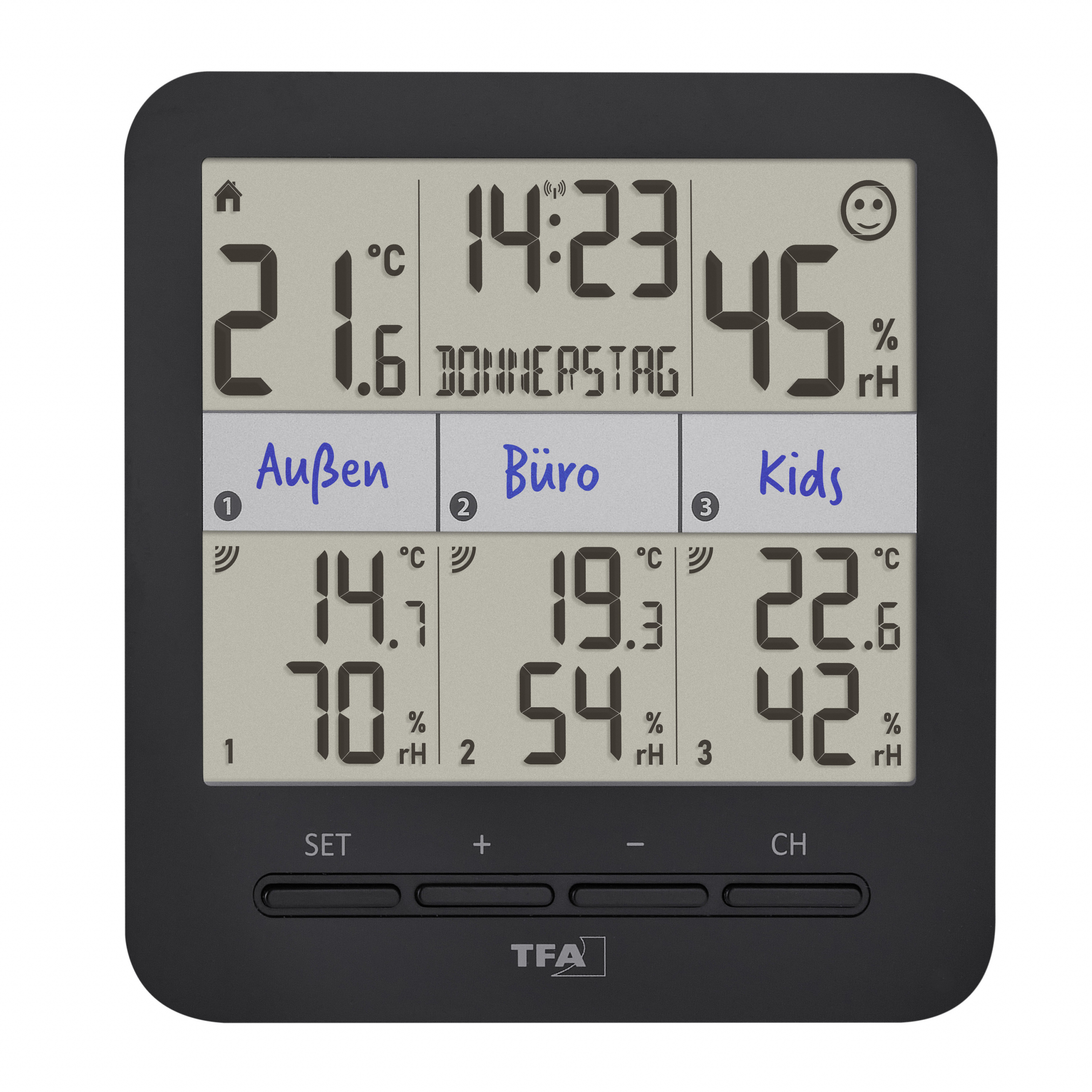 TFA Dostmann KLIMA@HOME 2 Funk-Thermo-/Hygrometer Schwarz