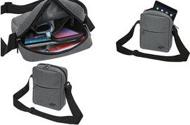 WEDO Umhängetasche Little Messenger Bag COLLEGE, graumeliert aus Polyester, Leinenoptik, kleine Messengertasche, 2 Reiß - 1 Stück (59 350512)