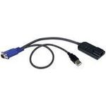 DELL KVM cable for VGA USB kb mouse supp virtual media CAC and USB2.0 Used w/ DMPU and DAV KMV Console Servers and PE KVMs Black (A7485901)