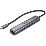 Lindy USB 3.2 Gen 2 Typ C Hub & Gigabit Ethernet Konverter 3 Port USB Typ A & Typ C Hub & Gigabit-Ethernet-Anbindung für Computer mit USB-Anschluss Typ C (43385)