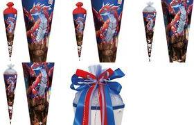 ROTH Motiv-Schultüte "Robo Drache", eckig, 850 mm, Folie mit Tüllverschluss, Folie und Silbertüll, - 1 Stück (678907)