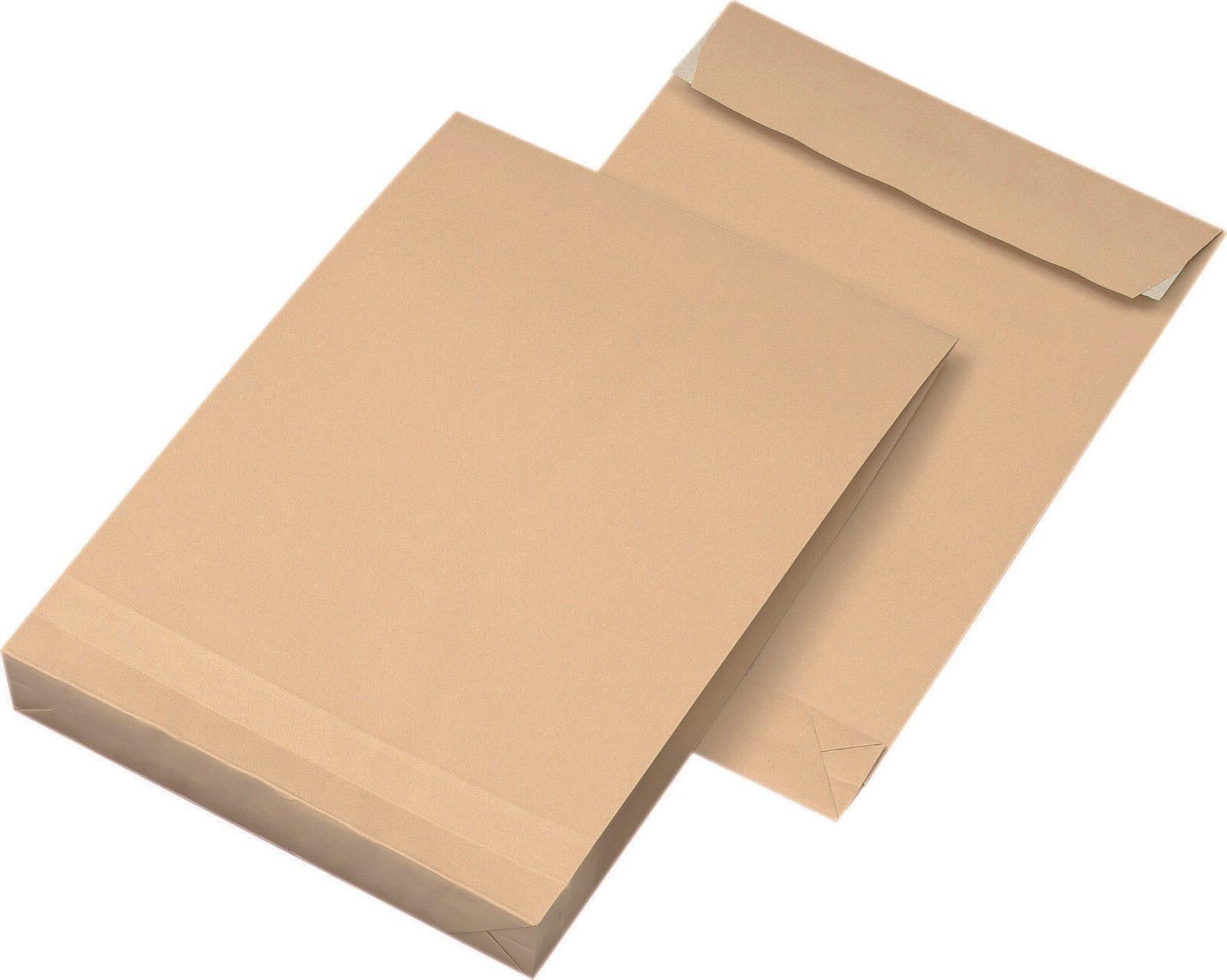 MAILmedia Faltenversandtaschen DIN B4 ohne Fenster braun mit 4,0 cm Falte, 100 St. (30011292)