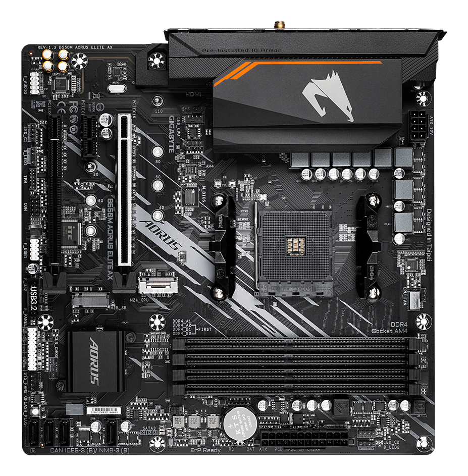 Gigabyte Aorus B550M Elite AX Mainboard AMD B550 Sockel AM4 micro ATX Braun