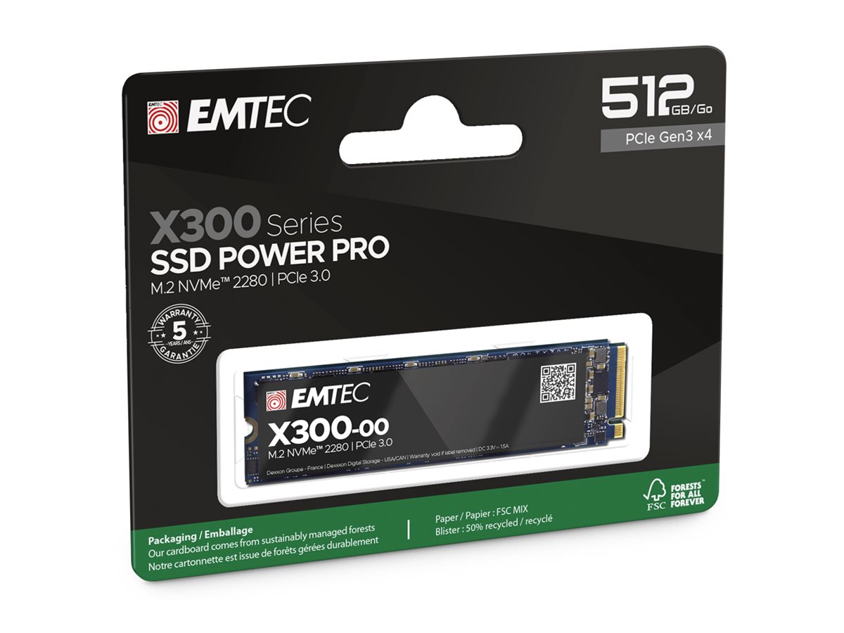 Emtec Power Pro X300 512 GB SSD M.2 2280 NVMe PCIe 3.0 x4 Intern