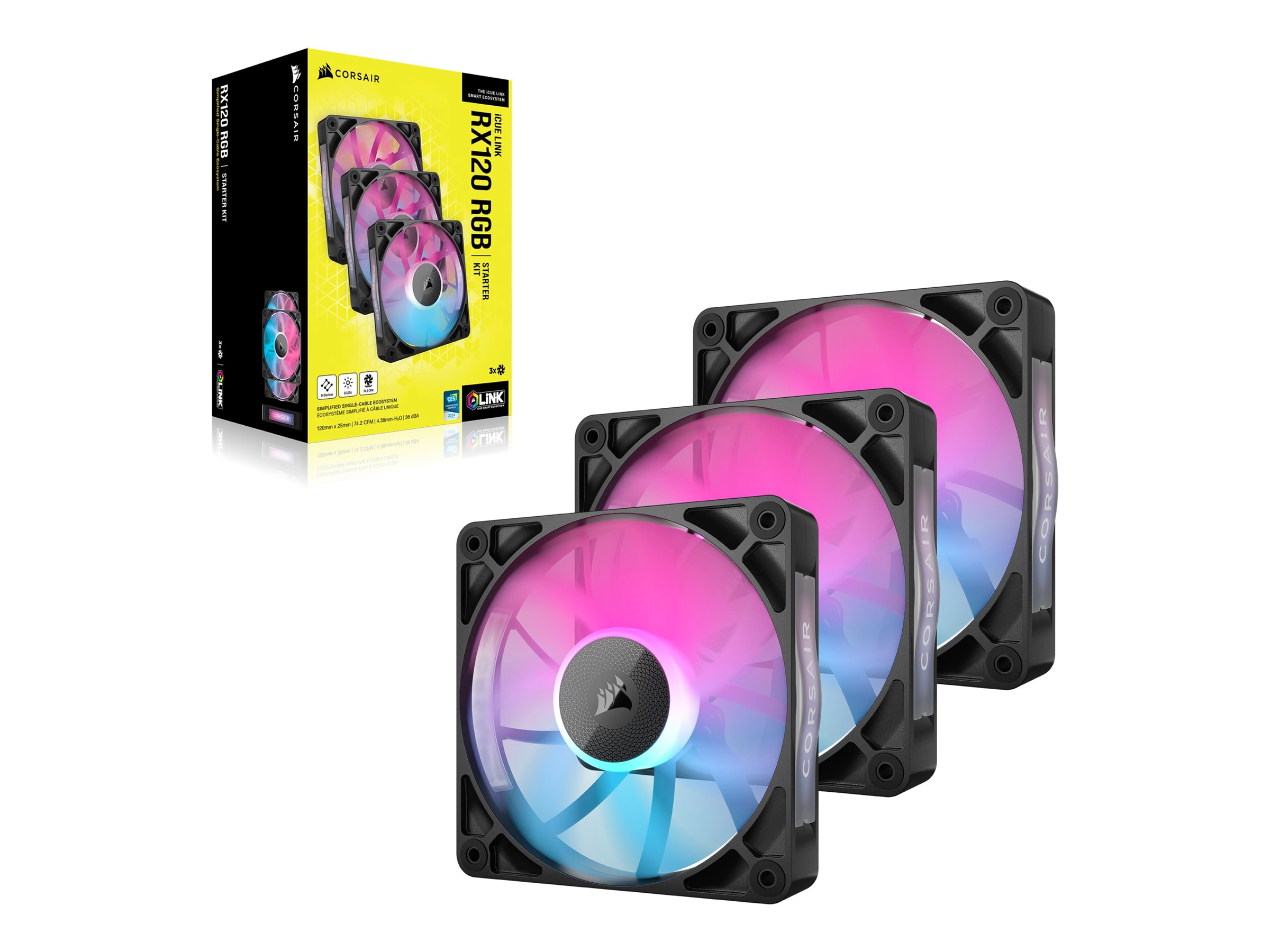 Corsair iCUE Link RX120 RGB Triple Starter Kit Gehäuselüfter 120 mm Schwarz