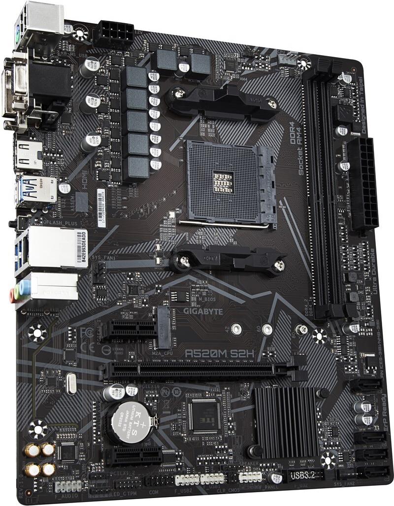 Gigabyte A520M S2H Mainboard AMD A520 Sockel AM4 Micro ATX Schwarz