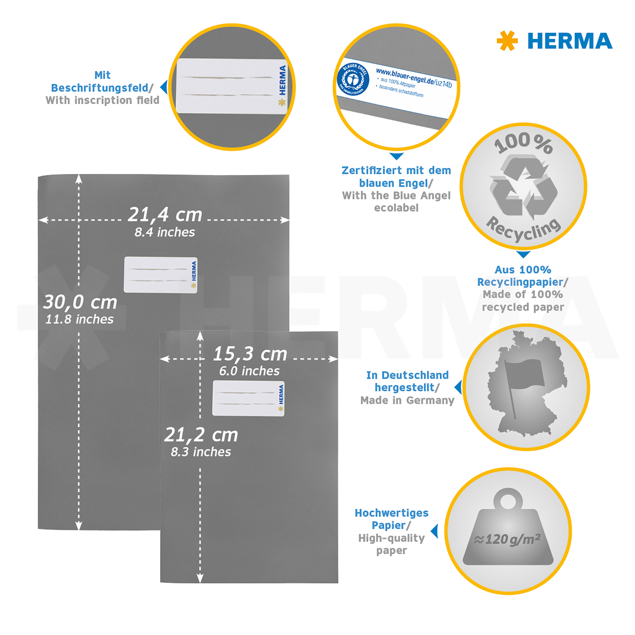 HERMA Heftschoner Papier A4 Hellblau