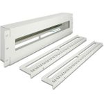 Delock 19" Schutzschalterleiste mit Abdeckung und Hutschiene inklusive 2 x Kabelzugentlastungschiene 3 HE Metall grau (67196)