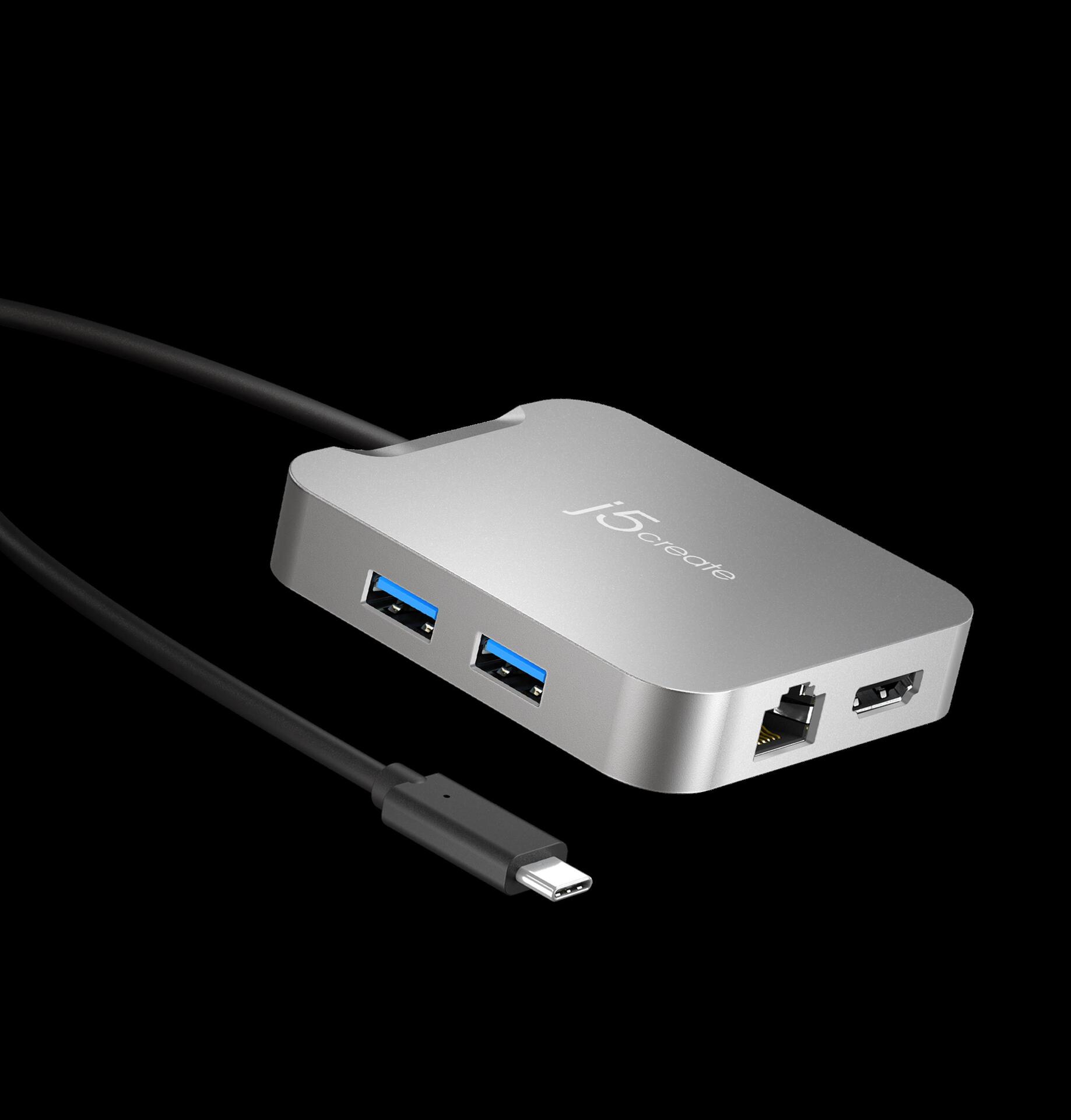 j5create Elite JCD391-N 4K60 USB-C Multi-Port Adapter, 85 W Power Delivery, Silber