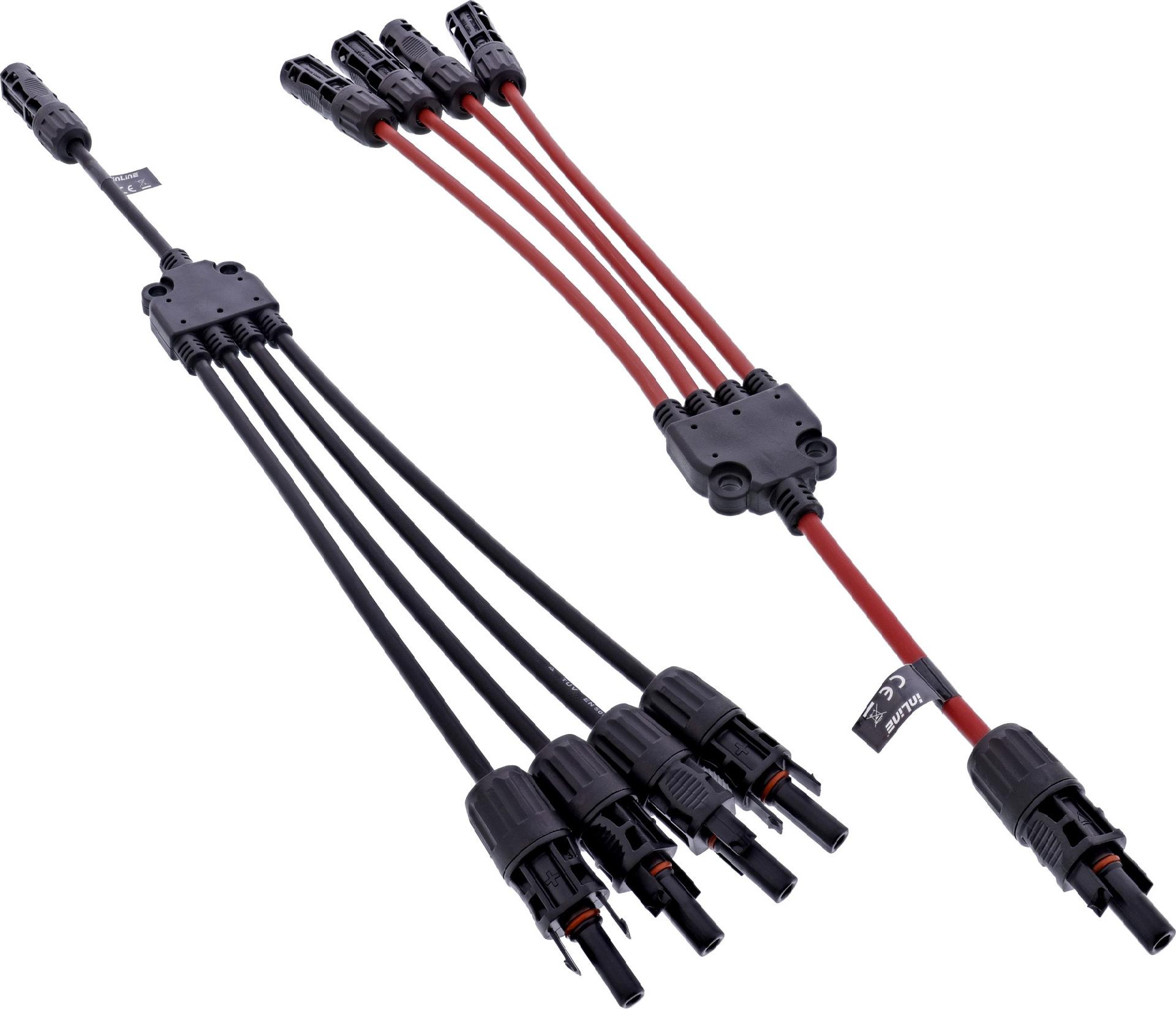 InLine Solarkabel 4-fach Verteiler-Set 0,42 m Schwarz/Rot