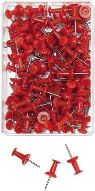 WEDO Pinnwand-Nadeln, rot, Inhalt: 100 Stück Nadellänge: 12 mm, Kopfdurchmesser: 10 mm, in Klarsichtdose (54 202)