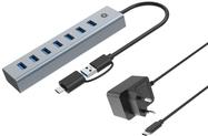 Conceptronic USB-Hub 7-Port 3.0 ->7x3.0 5Gbps ink PW.Adapter (HUBBIES21GP)