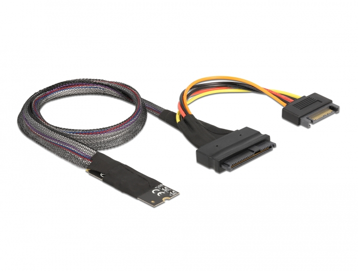 Delock 62984 Kabeladapter 67-pin M.2 Key M auf U.2 SFF-8639/SATA 15-pin 0,5 m Schwarz
