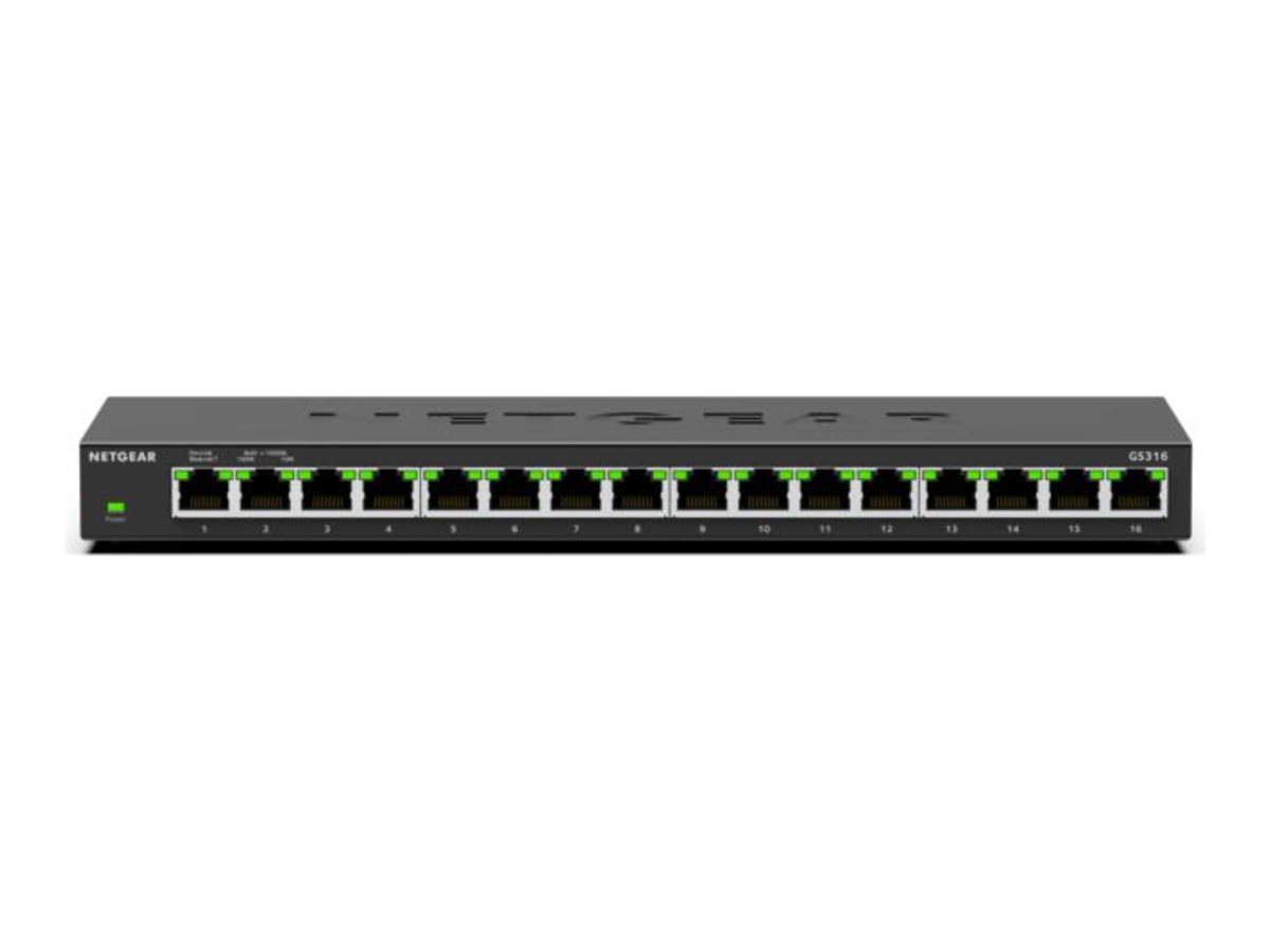 Netgear GS316v3 16-Port Gigabit Ethernet Unmanaged Switch Schwarz