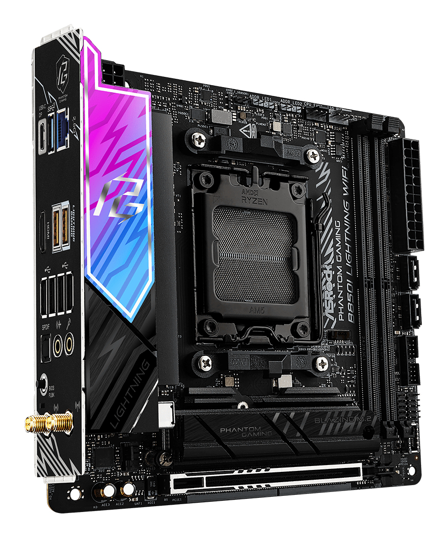 ASRock Phantom Gaming B850I Lightning WiFi Mainboard Mini-ITX Sockel AM5 AMD B850 DDR5 bis 128 GB RAM WiFi 6E Schwarz