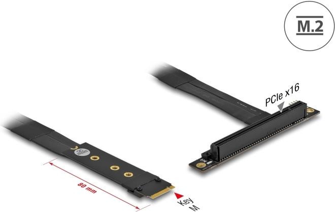 Delock M.2 Key M zu PCIe x16 NVMe Adapter gewinkelt mit 20 cm Kabel Schwarz