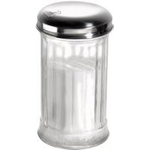 APS Zuckerdosierer, mit Dosierklappe, Edelstahl/Glas Behälter aus Glas, Schraubddeckel aus Edelstahl, - 1 Stück (40487)