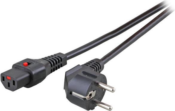 Netzleitung CEE7/7 gewinkelt 90° - C13 180° IEC Lock, schwarz, 3.0 m Hersteller: EFB-Elektronik (EK600SW.3)