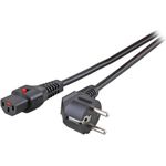 Netzleitung CEE7/7 gewinkelt 90° - C13 180° IEC Lock, schwarz, 3.0 m Hersteller: EFB-Elektronik (EK600SW.3)