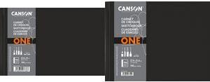 CANSON Skizzenbuch ONE, 216 x 140 mm, schwarz 98 Blatt, weißes papier, 100 g/qm, an der kurzen Seite - 1 Stück (C31200L025)