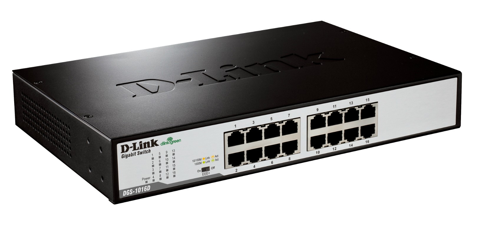 D-Link DGS-1016D 16-Port Gigabit Unmanaged Switch Schwarz, Metallisch
