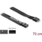 Delock HD Audio Flachbandkabel Mainboard Verlängerungskabel 9 Pin Pfostenstecker zu Pfostenbuchse 70 cm schwarz (86058)