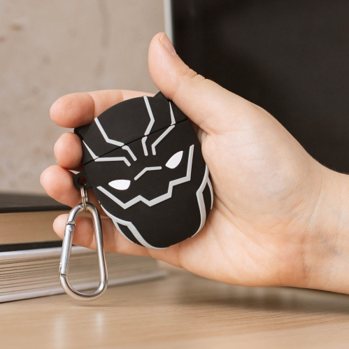 Thumbs Up PowerSquad AirPods Case Black Panther 3D-Silikon Schwarz, Weiß