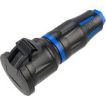 BACHMANN Profi-Schutzkontaktkupplung CEE7/3, mit Klappdeckel, gummiert, Power-LED, IP54, schwarz / blau (BM0017351)