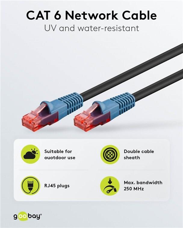 Goobay 94393 Cat6 Patchkabel 30 m Schwarz