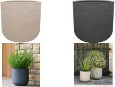 EDA Pflanzgefäß VOLCANIA UP, rund, 485 mm, beige Blumentopf aus Kunststoff, in Kalksteinoptik, für Innen-/ - 1 Stück (013724 BE.CA CX)