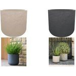 EDA Pflanzgefäß VOLCANIA UP, rund, 485 mm, beige Blumentopf aus Kunststoff, in Kalksteinoptik, für Innen-/ - 1 Stück (013724 BE.CA CX)