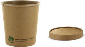 PAPSTAR Suppenbecher "pure", rund, 350 ml, braun aus ungebleichtem Frischfaserkarton mit Bio-Beschichtung, - 1 Stück (87265)