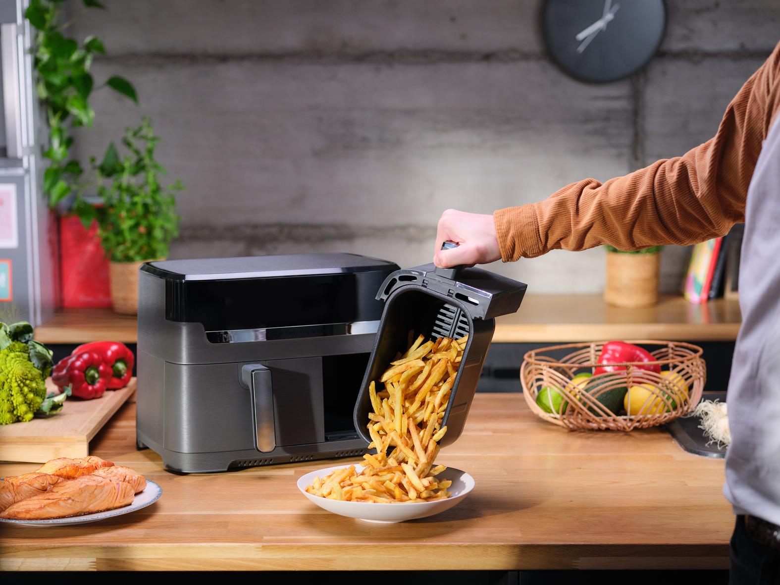 Tefal Dual Easy Fry & Grill EY905B Heißluftfritteuse 8,3 l 2700 W Grau
