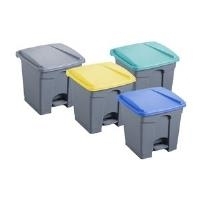 helit Tretabfallbehälter, 30 Liter, mittelgrau rechteckig, aus PP, mit Haken zur Beutelbefestigung (H2402087)