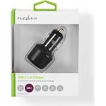 Nedis Auto-Ladegerät 48 W 2x 3.0 A - Anzahl der Ausgänge: 2, Port Type: USB-A / USB-C™, Automatische Spannungswahl (CCPD30W100BK)