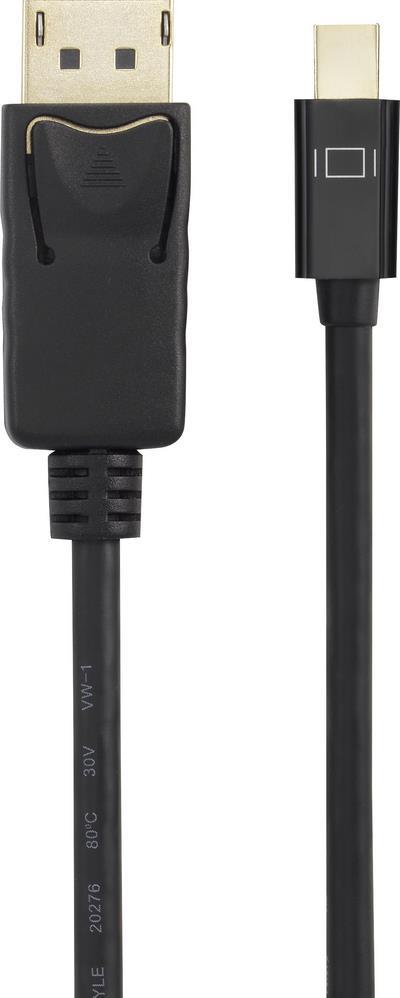 Renkforce Mini-DisplayPort / DisplayPort Anschlusskabel 3.00 m RF-4538178 vergoldete Steckkontakte Black [1x Mini-DisplayPort Stecker - 1x DisplayPort Stecker] (RF-4538178)