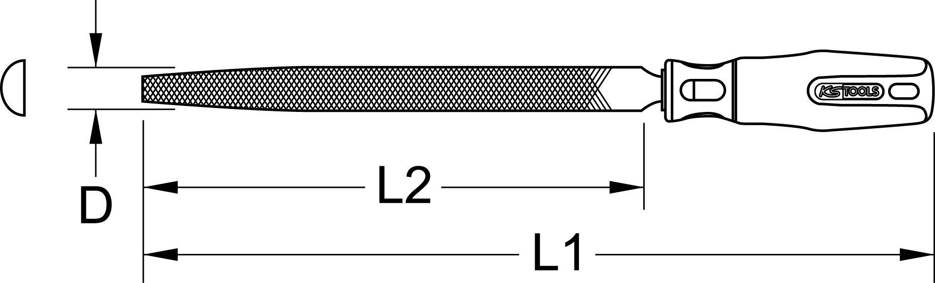 KS TOOLS Halbrund-Feile, Form E, 200mm, Hieb1 (157.0125)