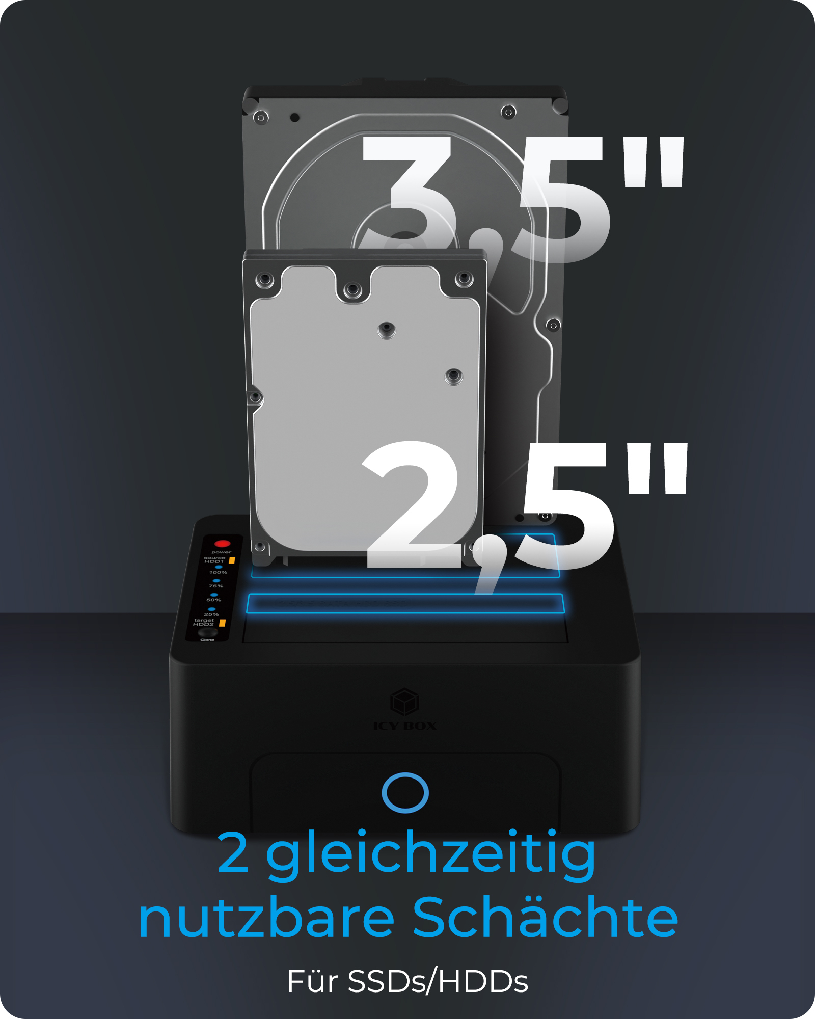 ICY BOX IB-1232CL-U3 HDD-Dockingstation USB 3.0 Schwarz