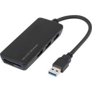 renkforce 3 Port USB 3.0-Hub mit eingebautem SD-Kartenleser Schwarz